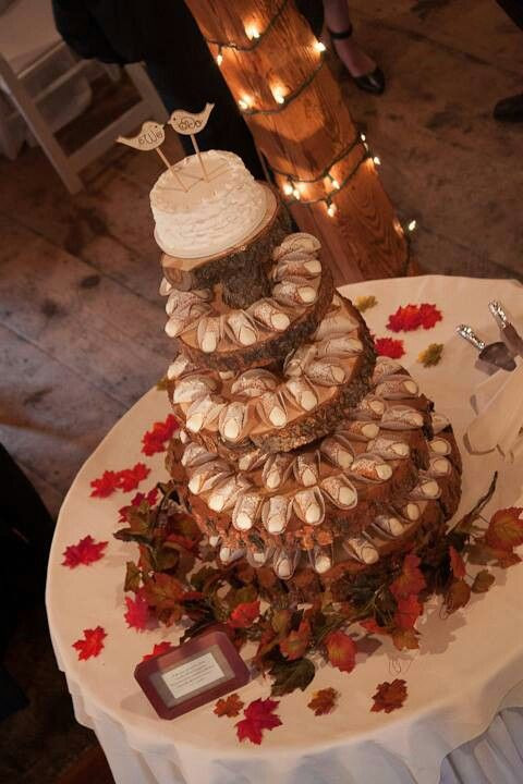 Cannoli Wedding Cakes
 Rustic Wood Slice Cannoli Cake Stand