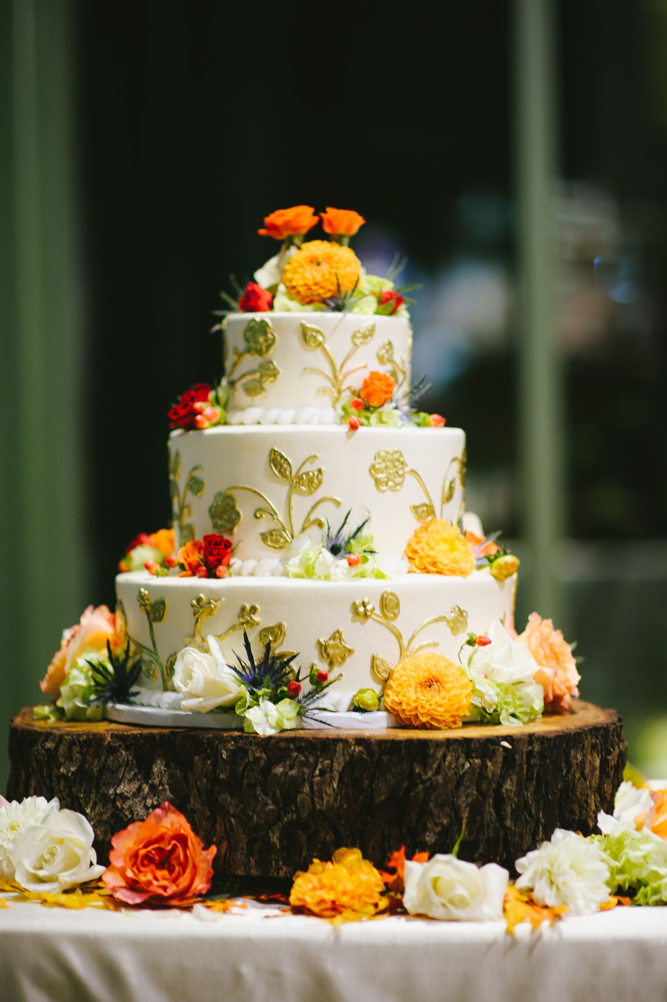 Carrot Cake Wedding Cake
 Fall Inspired Carrot Cake Covered in Ivory Buttercream and