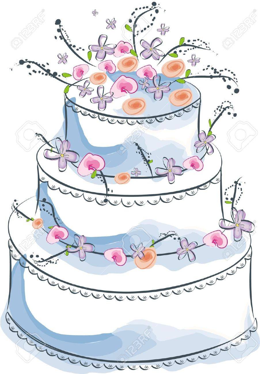 Cartoon Wedding Cakes
 Wedding Cake clipart cartoon Pencil and in color wedding