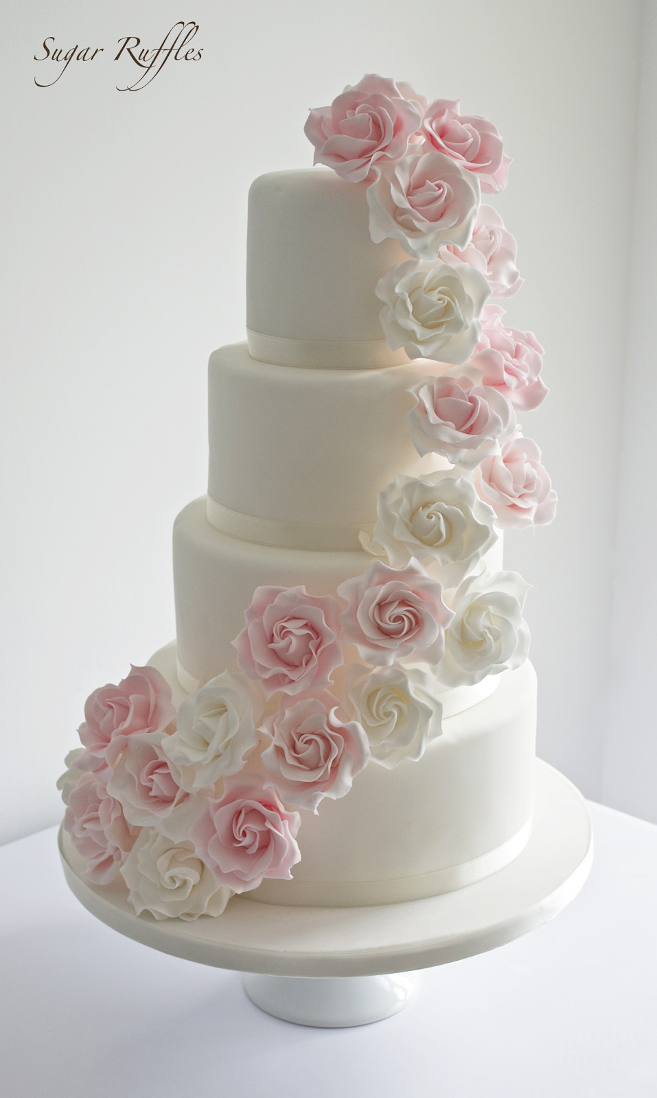 Cascading Wedding Cakes
 Pink rose cascade wedding cake