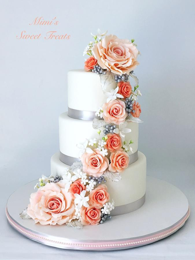 Cascading Wedding Cakes
 Cascading Flowers Wedding Cake cake by MimisSweetTreats
