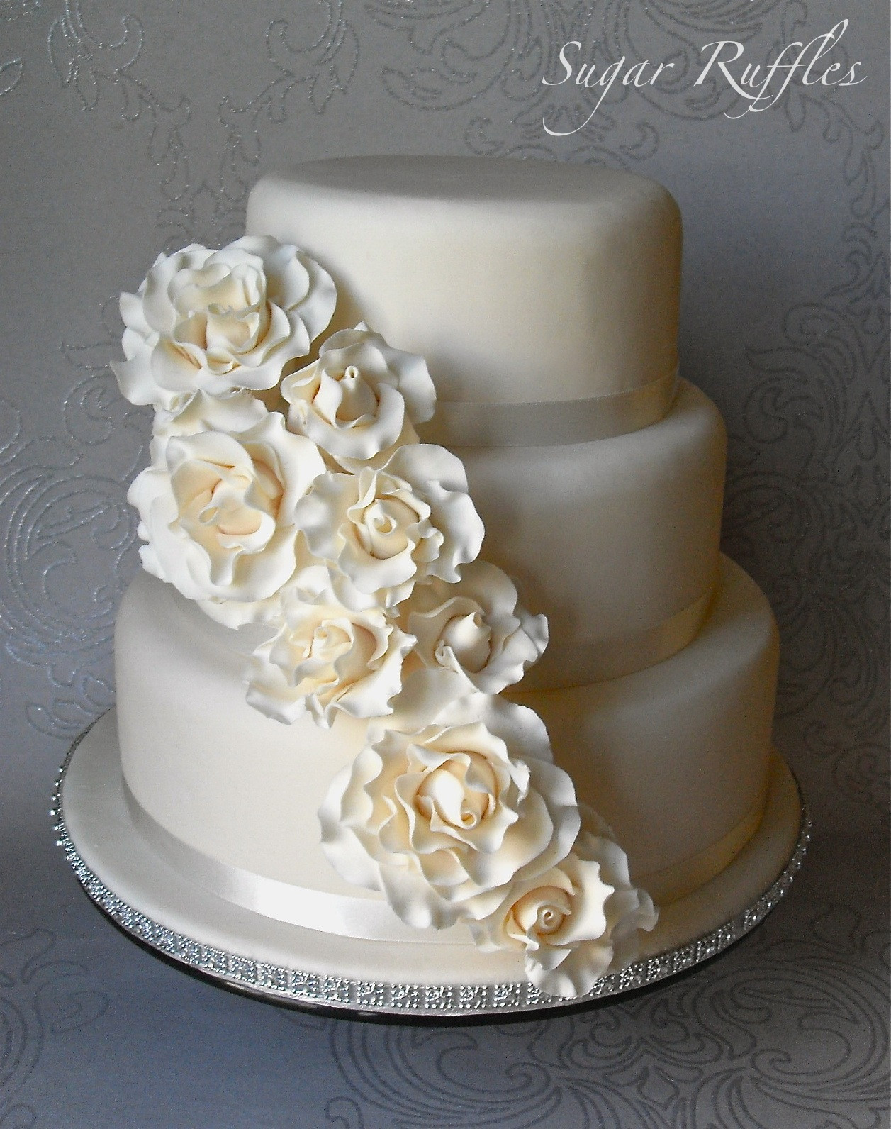 Cascading Wedding Cakes
 Rose Cascade Wedding Cake