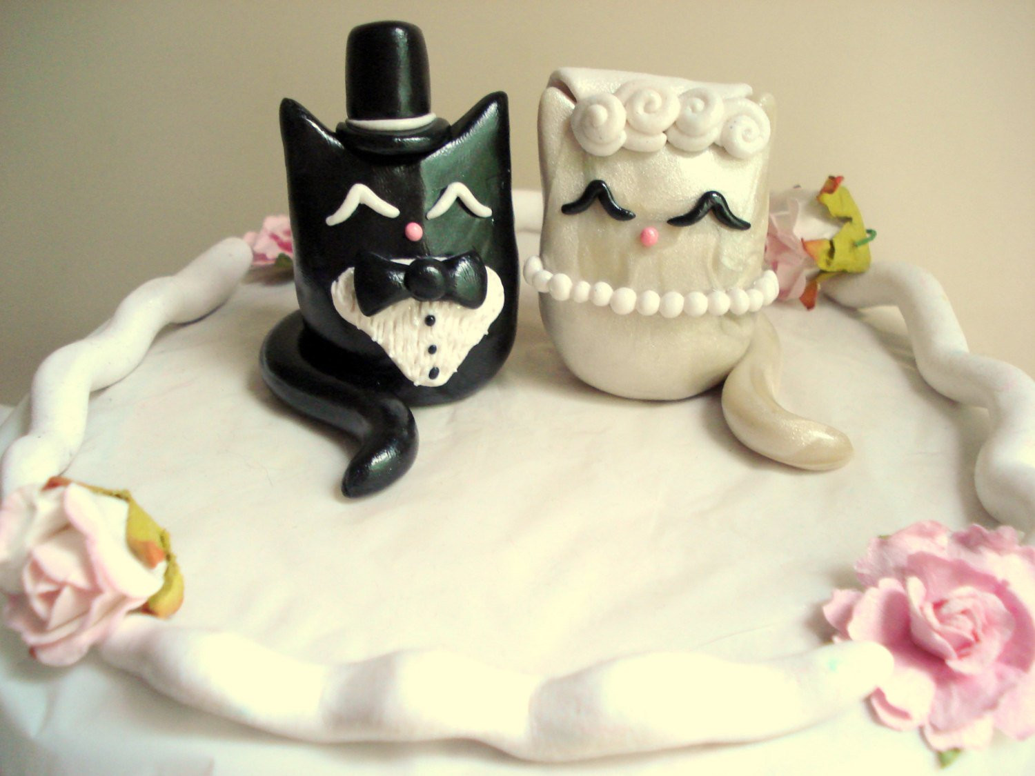 Cats Wedding Cakes
 Cat Wedding Cake Topper Polymer Clay Kitty Cake Topper