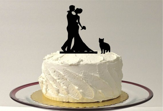 Cats Wedding Cakes
 MADE In USA Cat Bride Groom Silhouette Cake Topper With
