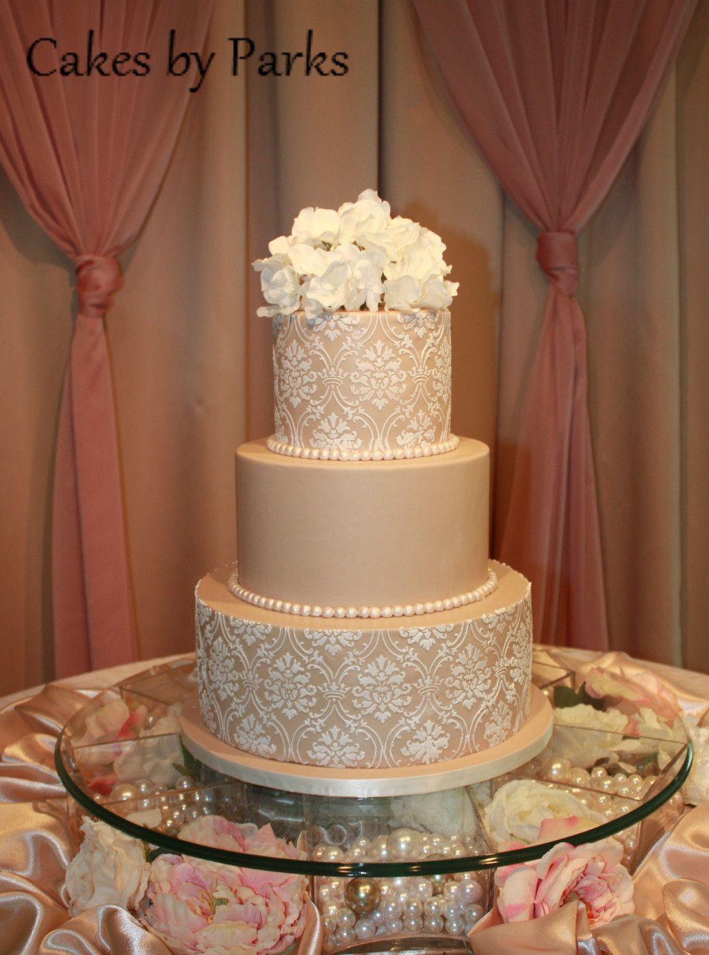 Champagne Color Wedding Cakes
 Like the color and roses of this one Would want ivory and