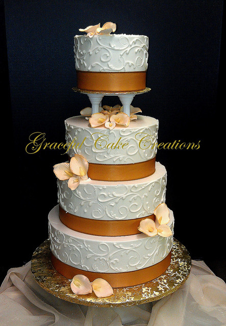 Champagne Colored Wedding Cakes
 Elegant Ivory Butter Cream Wedding Cake with Champagne