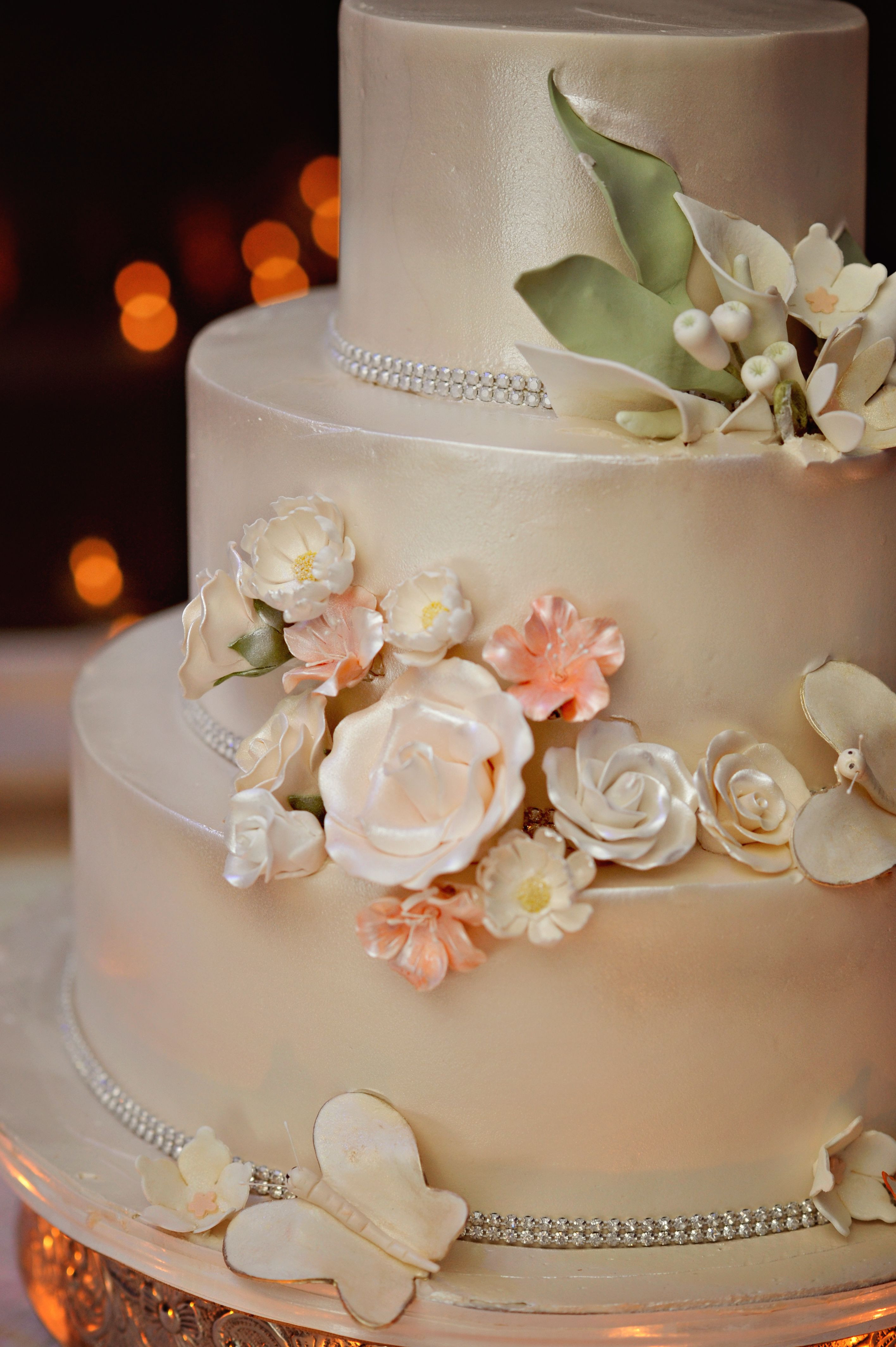 Champagne Coloured Wedding Cakes
 Three Tier Wedding Cake With Champagne Colored Luster Dust