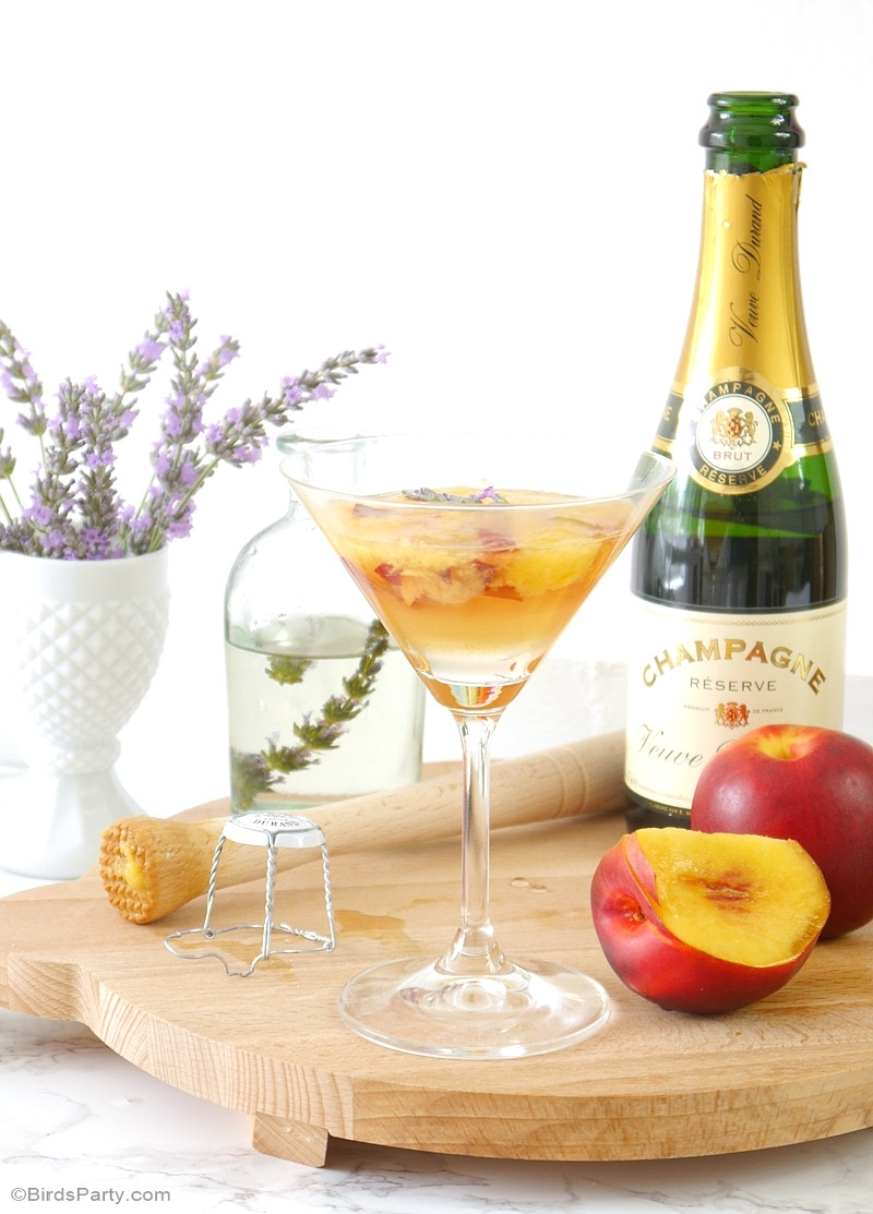 Champagne Drinks For Summer
 Lavender & Peach Champagne Cocktail Recipe Party Ideas