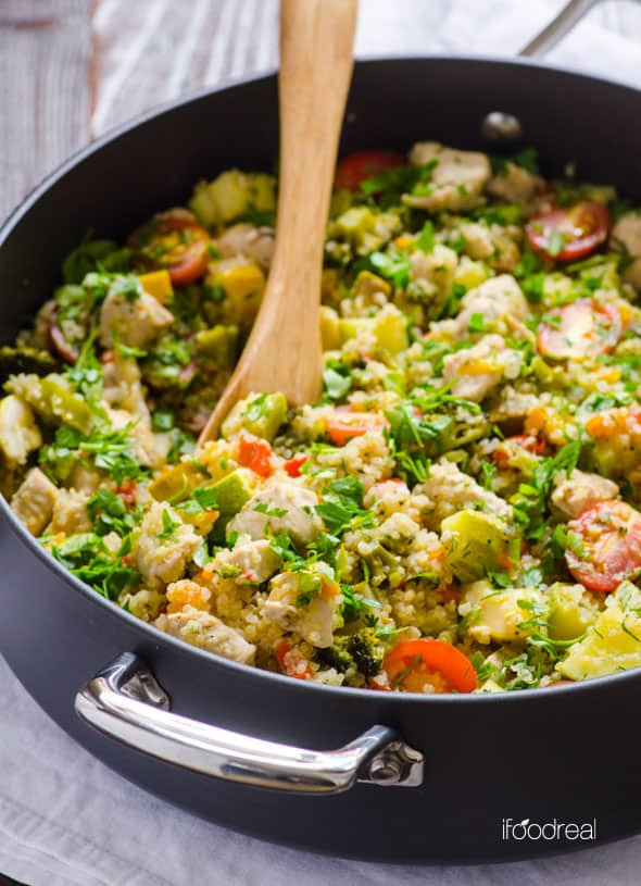 Chicken And Quinoa Recipe Healthy
 Quinoa Skillet with Chicken and Garden Veggies iFOODreal