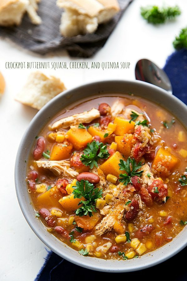 Chicken And Quinoa Recipes Healthy
 Crockpot Butternut Squash Chicken and Quinoa Soup