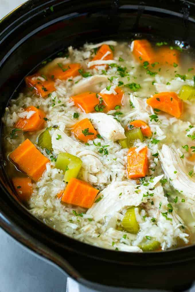 Chicken And Rice Slow Cooker Recipes Healthy
 Slow Cooker Chicken and Rice Soup
