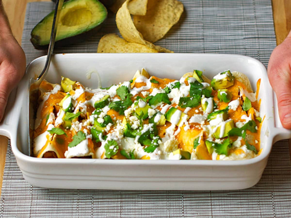 Chicken Enchiladas Healthy
 Skinny Chicken Enchiladas Recipe Pinch of Yum