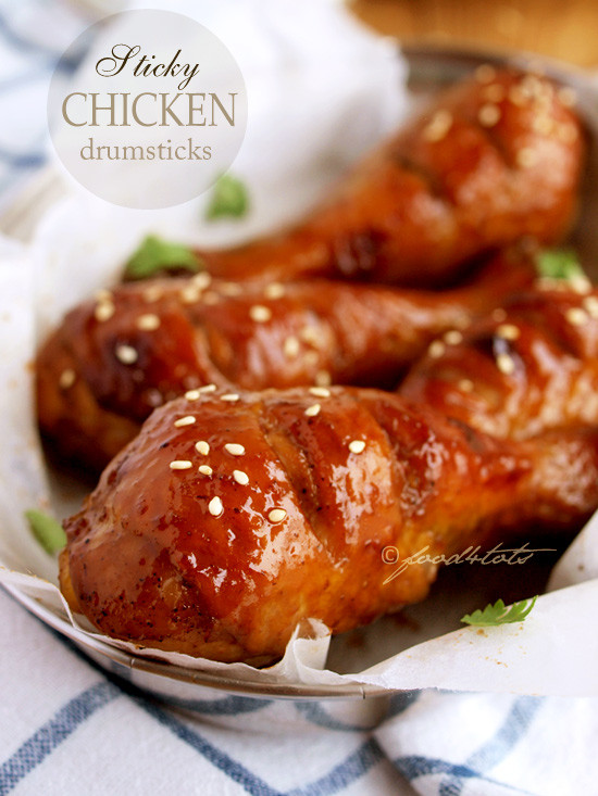 Chicken Legs Recipe Healthy
 Sticky Chicken Drumsticks Food 4Tots
