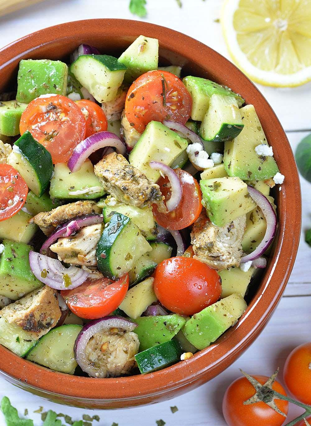 Chicken Salad Healthy
 Healthy Chicken Cucumber Tomato and Avocado Salad OMG
