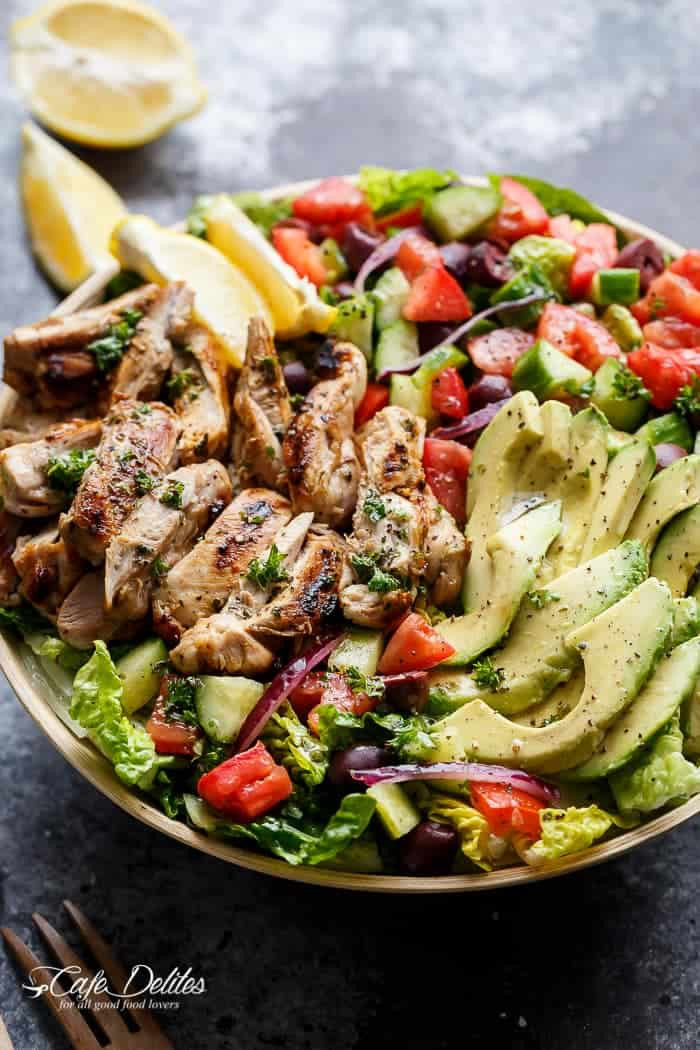 Chicken Salad Recipe Healthy
 Grilled Lemon Herb Mediterranean Chicken Salad Cafe Delites