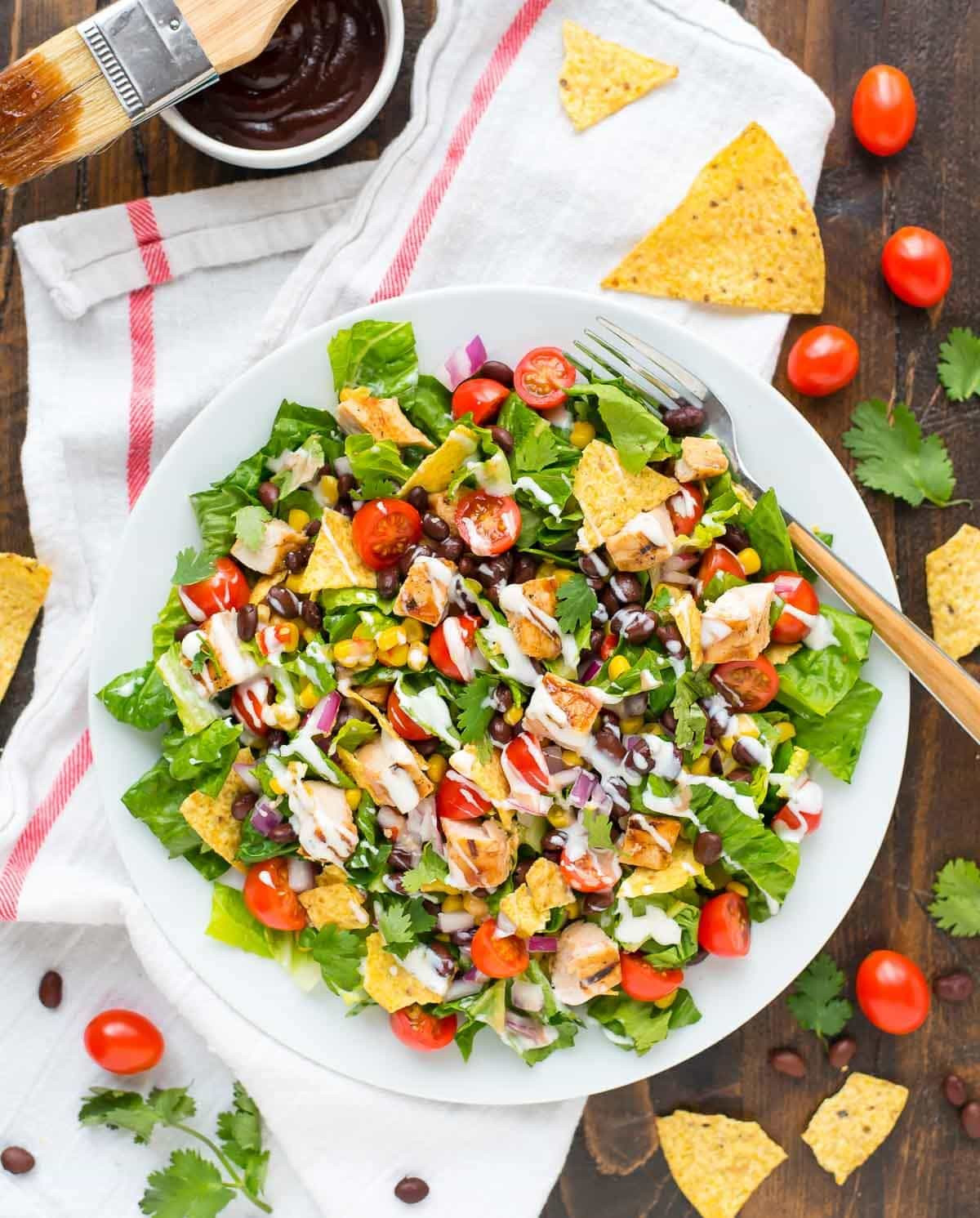 Chicken Salad Recipes Healthy
 BBQ Chicken Salad with Creamy Ranch