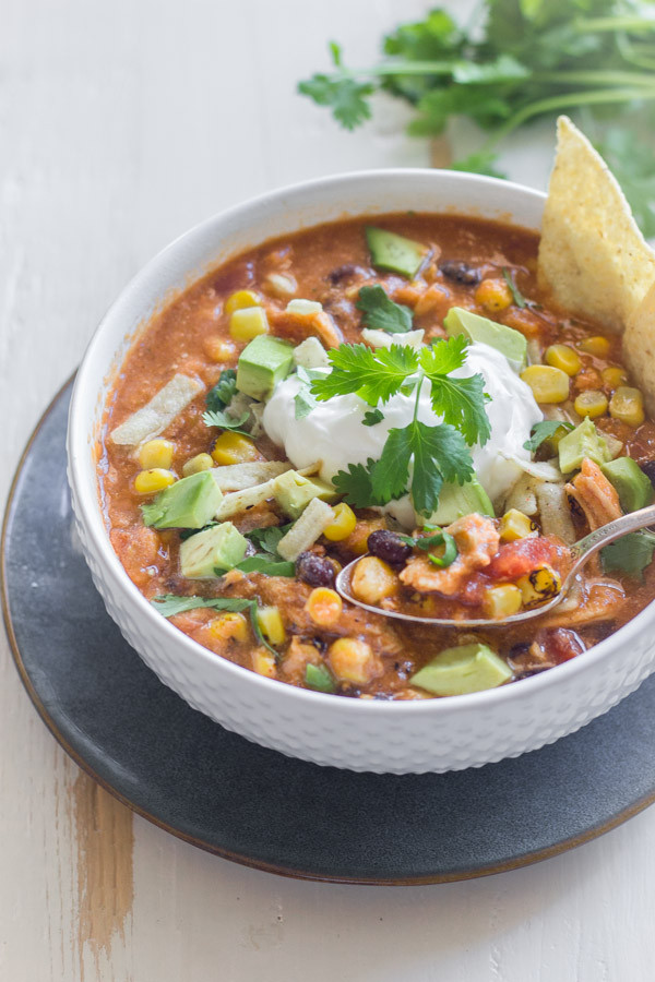 Chicken Tortilla Soup Crock Pot Healthy
 Crockpot Chicken Tortilla Soup Lovely Little Kitchen