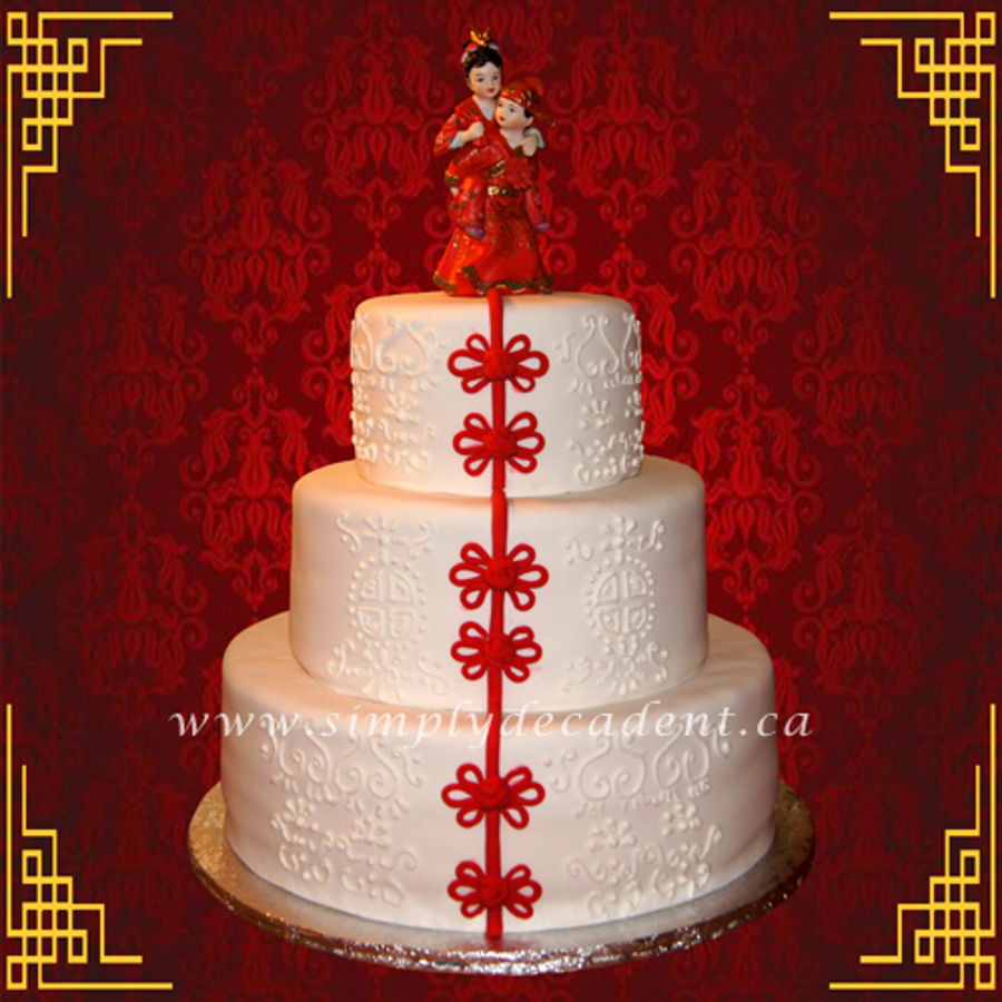 Chinese Wedding Cakes
 3 Tier Fondant Traditional Chinese Wedding Cake