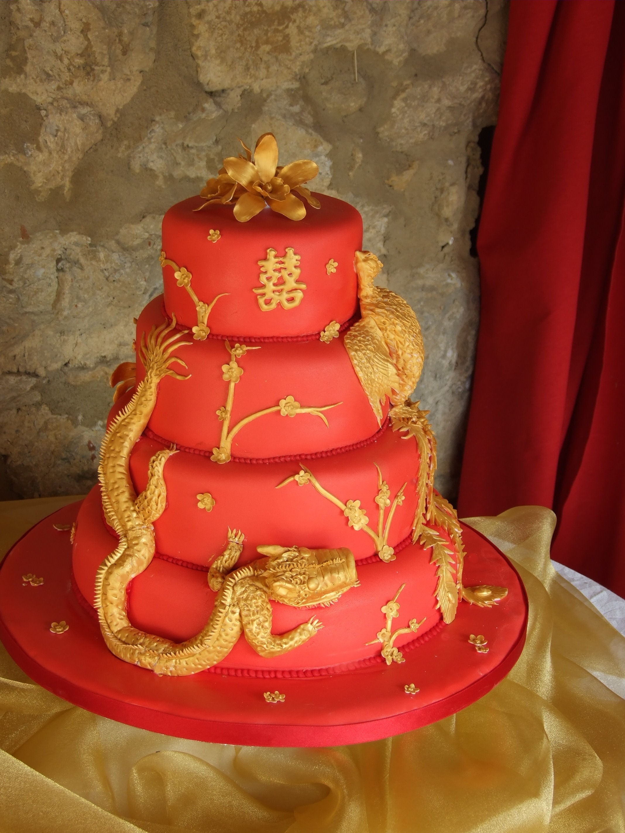 Chinese Wedding Cakes
 Red & Gold Chinese Wedding Cake