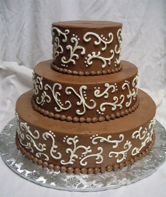 Chocolate Buttercream Wedding Cakes
 Chocolate buttercream scroll piping cake