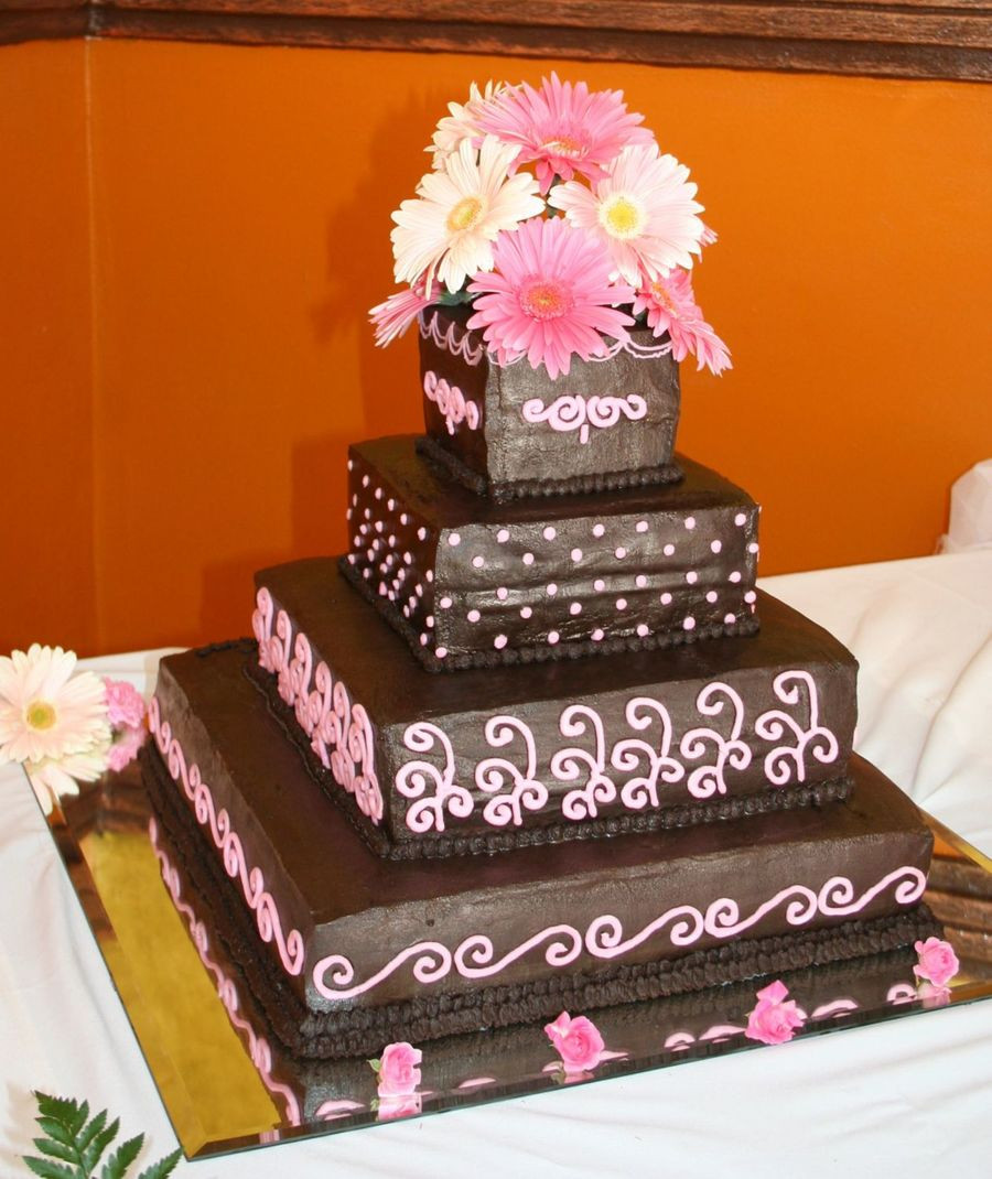 Chocolate Buttercream Wedding Cakes
 Chocolate Buttercream Square Wedding Cake CakeCentral
