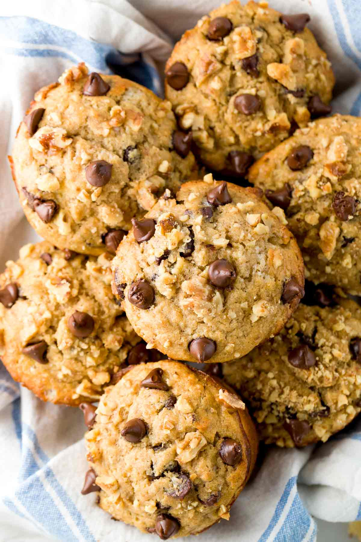 Chocolate Chip Muffins Healthy
 Banana Chocolate Chip Muffins Topped with Walnuts