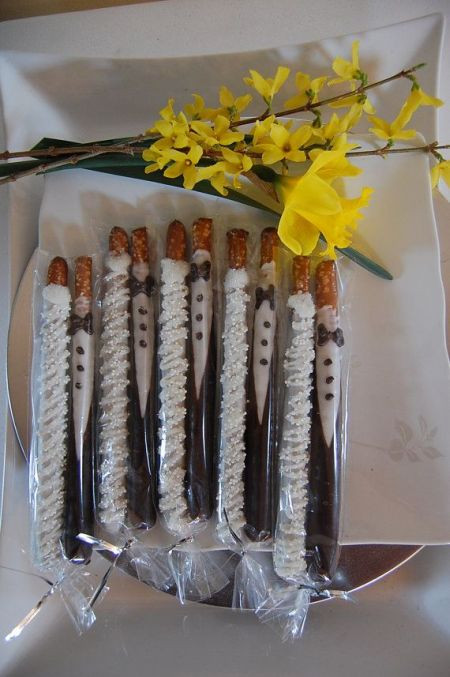 Chocolate Covered Pretzels Wedding Favor
 Gourmet Chocolate Wedding Favors