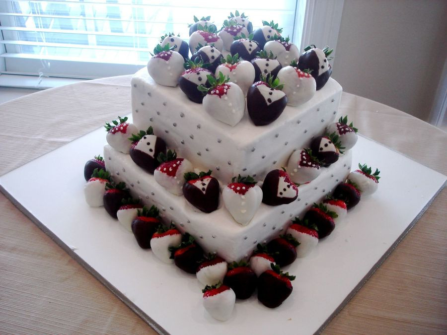 Chocolate Covered Strawberries Wedding Cakes
 Bride And Groom Chocolate Covered Strawberries Cake