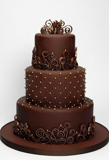 Chocolate Frosted Wedding Cakes
 Un wedding cake tout chocolat