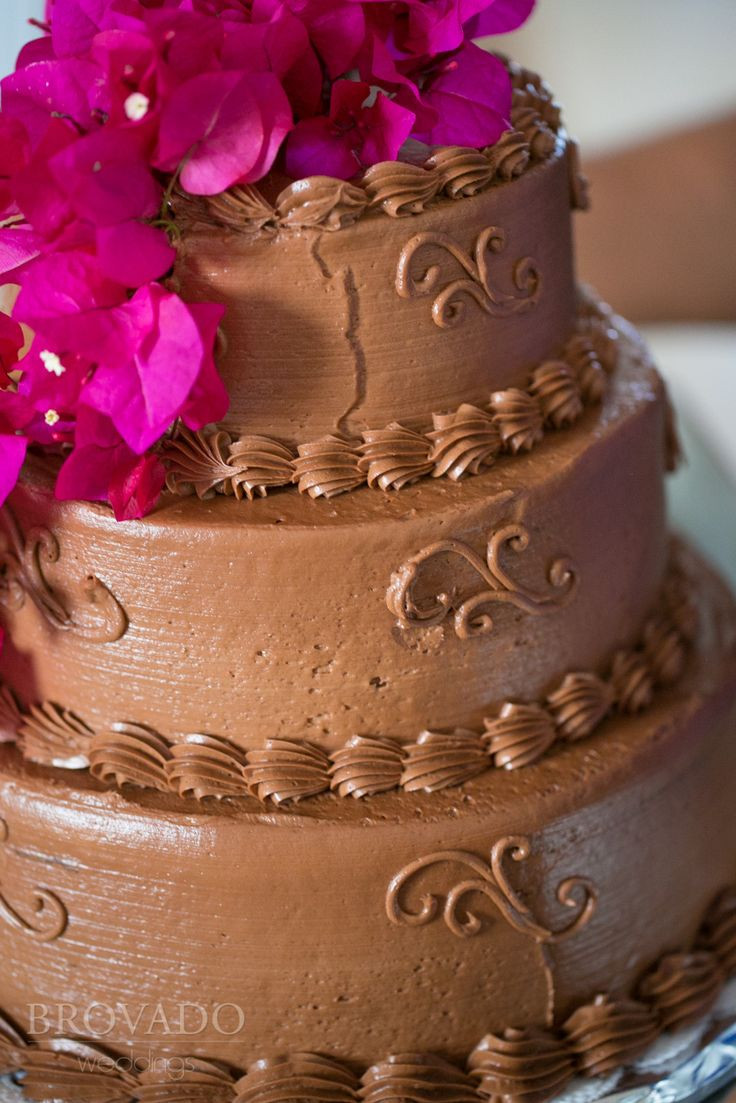 Chocolate Frosted Wedding Cakes
 Chocolate frosting wedding cake for Bahamas wedding