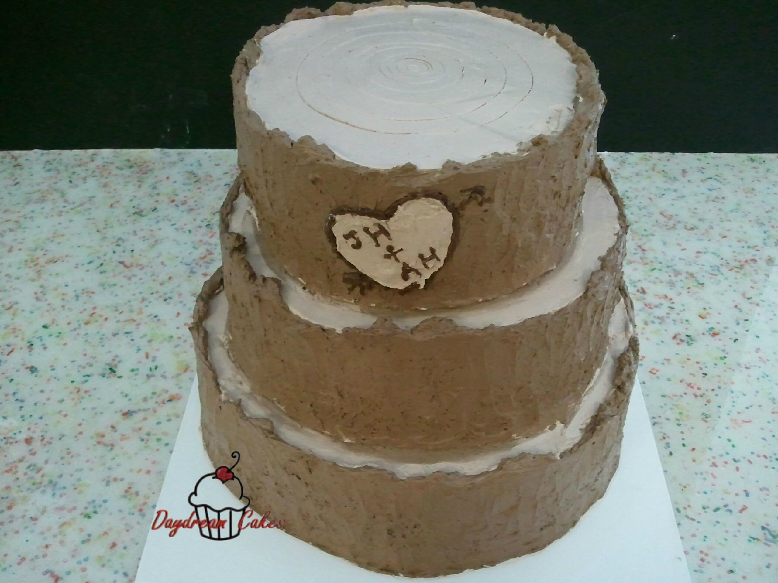 Chocolate Frosting Wedding Cakes
 Three tiered stump wedding cake German Chocolate Cake with