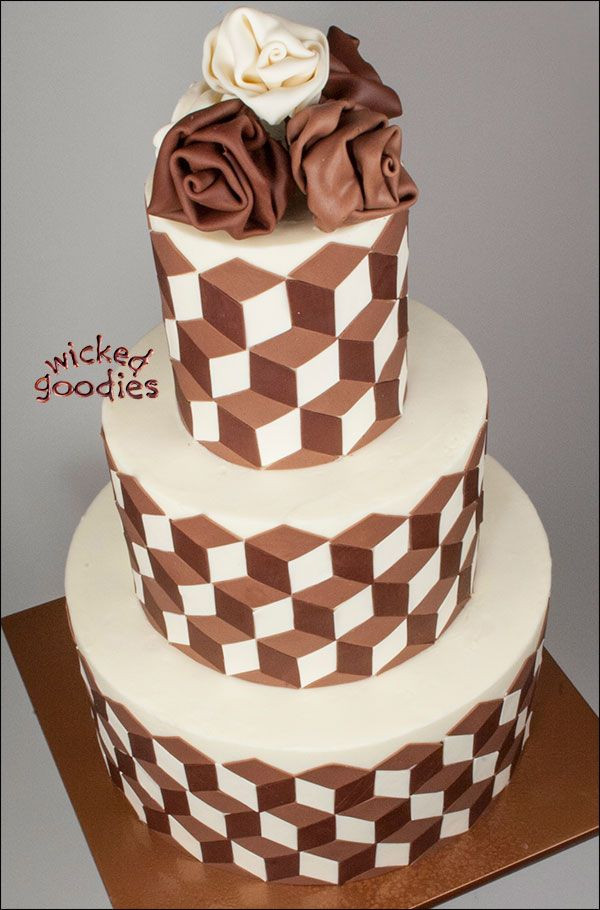 Chocolate Frosting Wedding Cakes
 Optical Illusion Cake Design