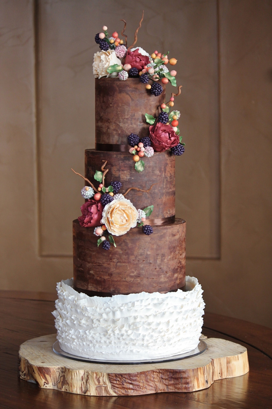 Chocolate Ganache Wedding Cakes
 Rustic And Organic Wedding Cake With Chocolate Ganache