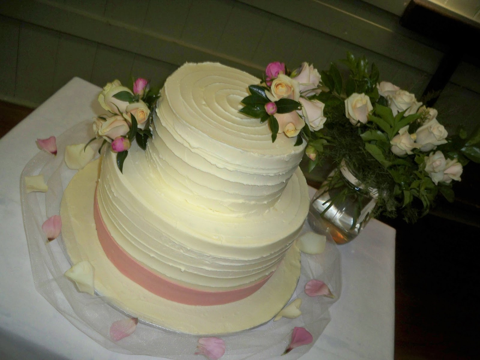 Chocolate Ganache Wedding Cakes
 simple white chocolate ganache wedding cake with pink