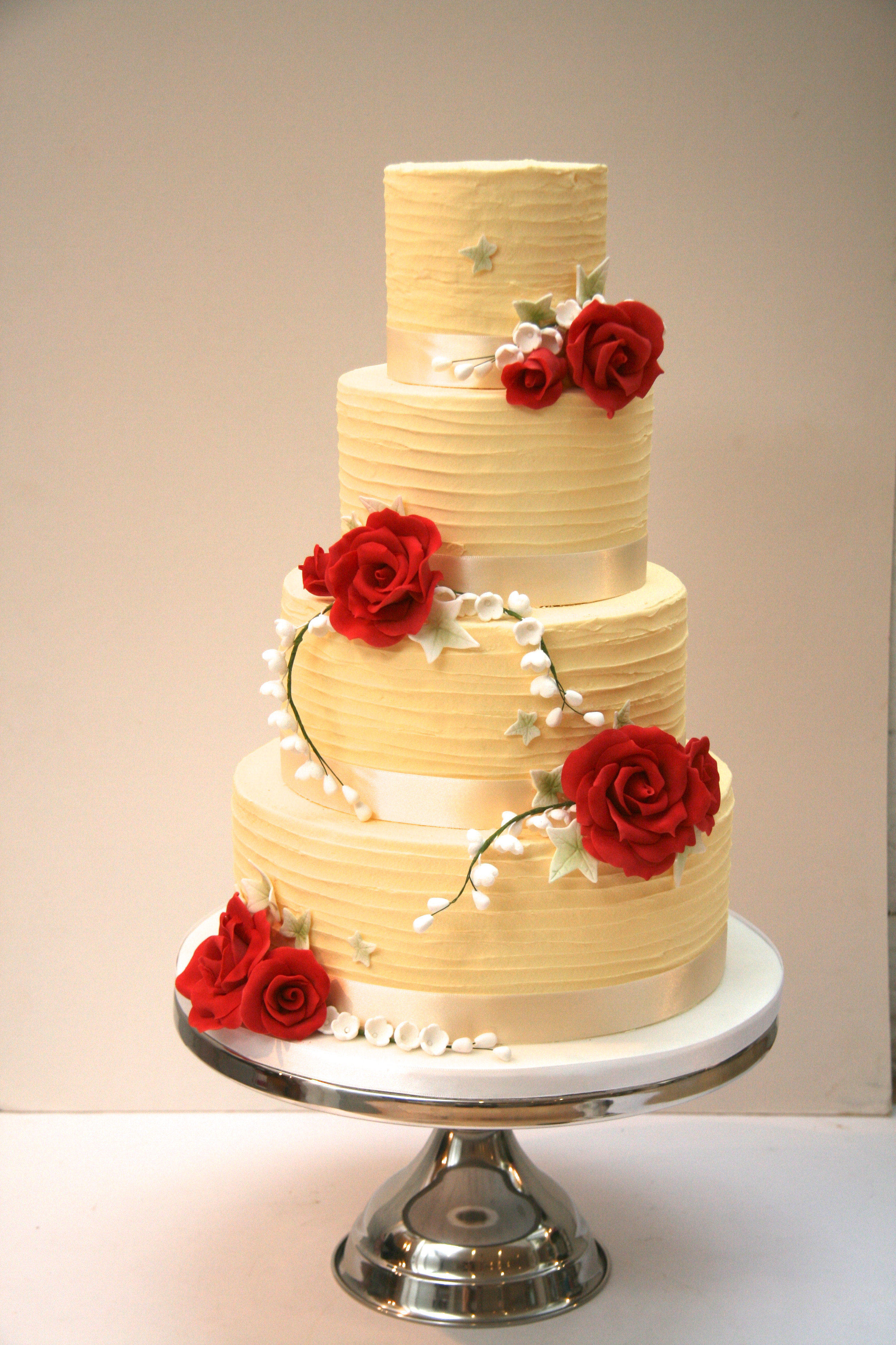 Chocolate Ganache Wedding Cakes
 White Chocolate Ganache Wedding Cake with Red Roses and