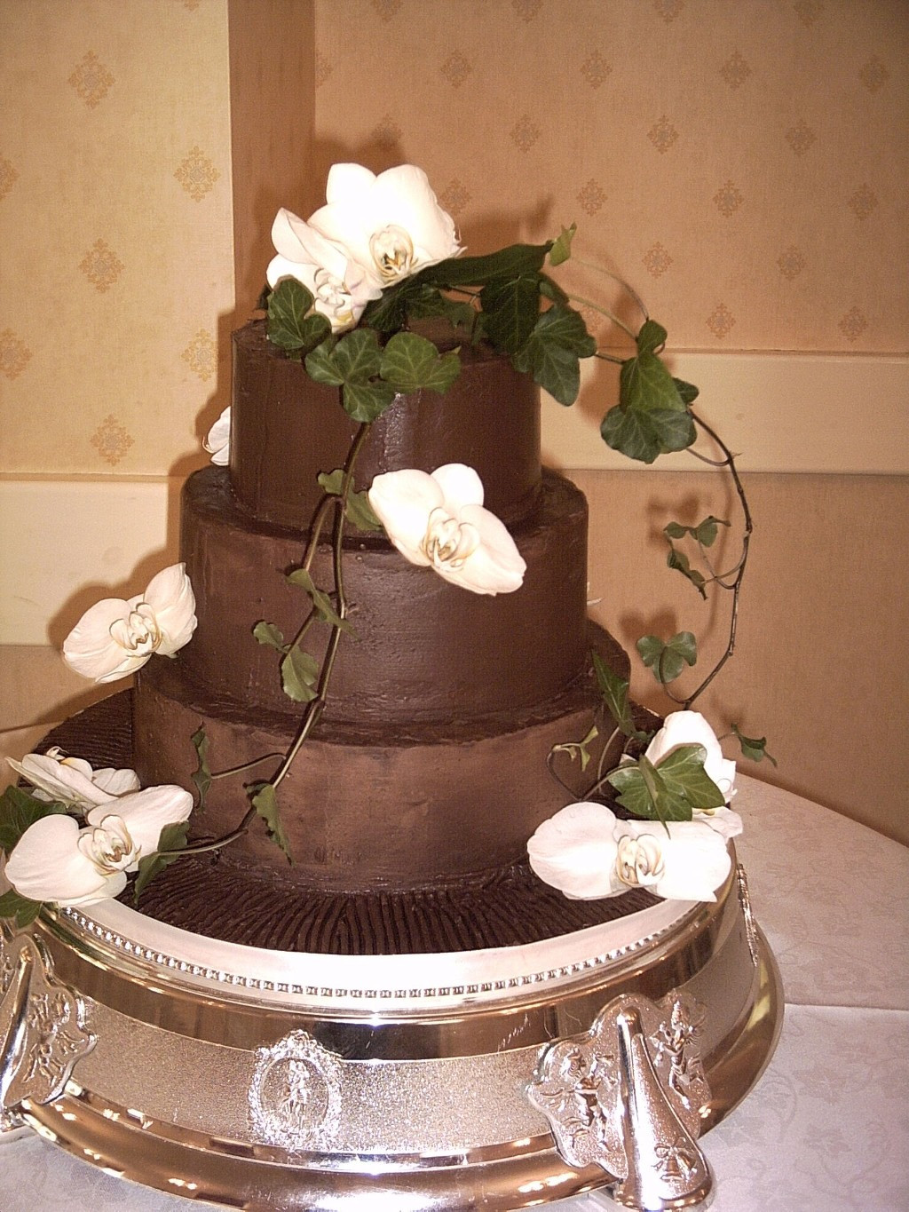 Chocolate Ganache Wedding Cakes
 Three Tier Chocolate Ganache Covered Wedding Cake