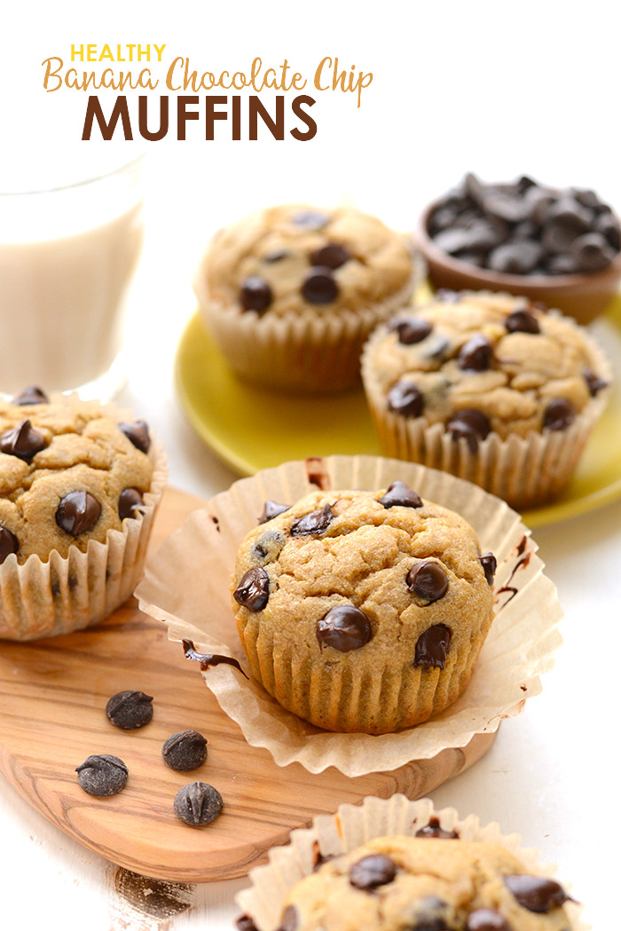 Chocolate Muffins Healthy
 Healthy Banana Chocolate Chip Muffins Fit Foo Finds