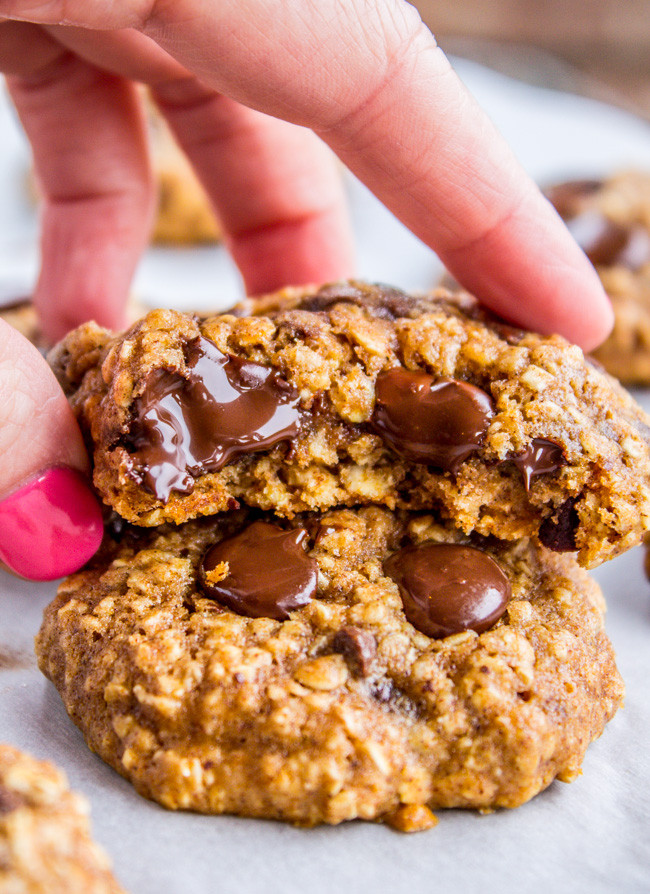 Chocolate Oatmeal Cookies Healthy
 Skinny Oatmeal Chocolate Chip Cookies The Food Charlatan