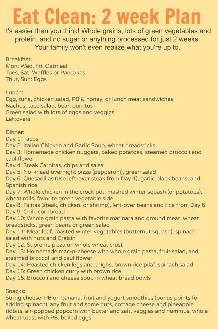 Clean And Healthy Eating
 14 day Clean Eating Meal Plan for the Whole Family