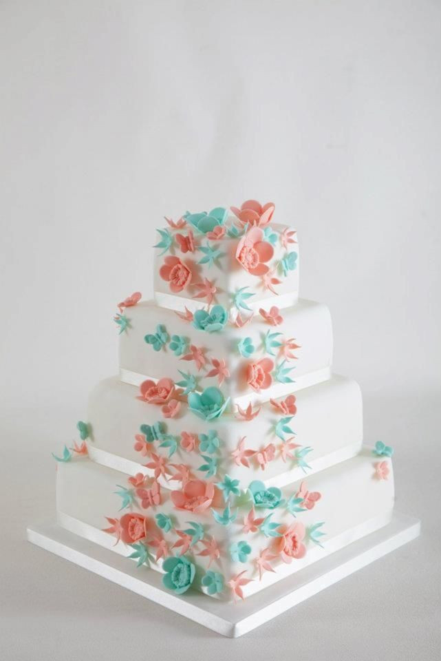 Coral And Teal Wedding Cakes
 coral and teal wedding cakes