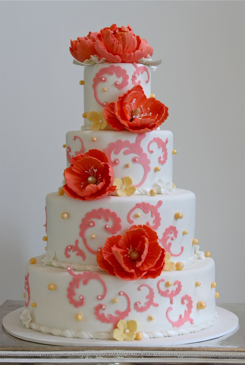 Coral Wedding Cakes
 Coral Peony Cake