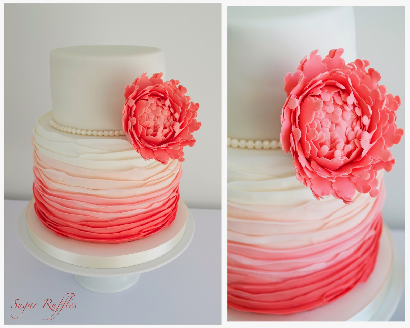 Coral Wedding Cakes
 Coral and Grey Wedding Dessert Table