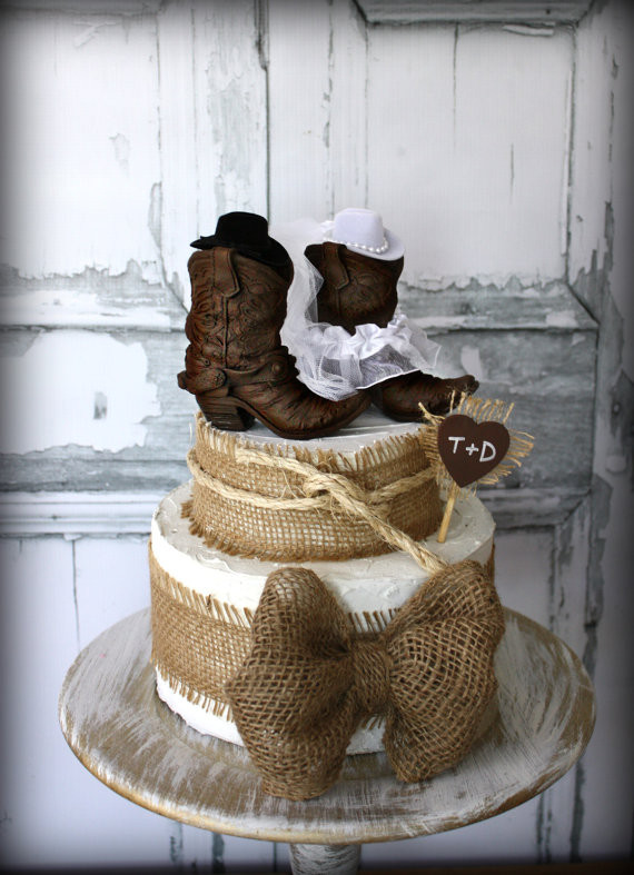 Country Western Wedding Cakes
 Cowboy boots cowgirl boots wedding cake topper western