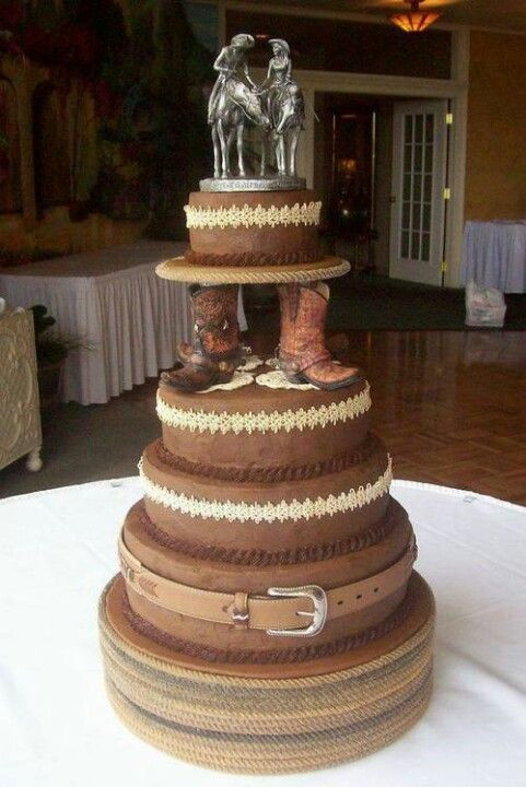 Cowboy Wedding Cakes
 Horse Lover s Country Cowboy 5 tiered wedding cake with