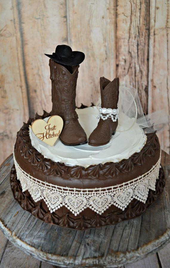 Cowboy Wedding Cakes
 cowgirl Just hitched western wedding cowboy boot cake topper