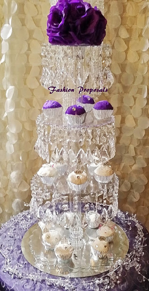 Crystal Wedding Cakes
 Sale Bling Cupcake Tower 4 tiers Cupcake stand Crystal