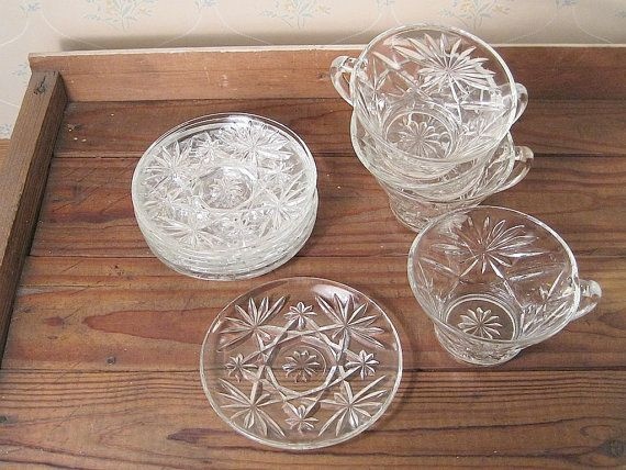 Crystal Wedding Oats
 1960 s Crystal Wedding Oats Cups and Saucers Retro