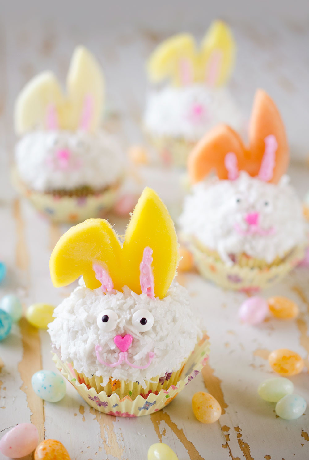Cupcakes For Easter
 Light Coconut Cream Easter Bunny Cupcakes