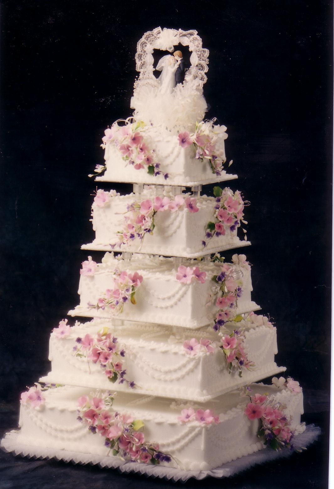 Custom Wedding Cakes
 Square five tier fondant custom wedding cake pictures and