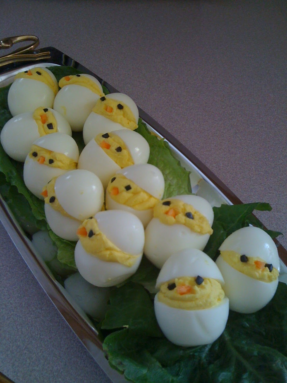 Cute Easter Appetizers
 Chickadee Deviled Eggs